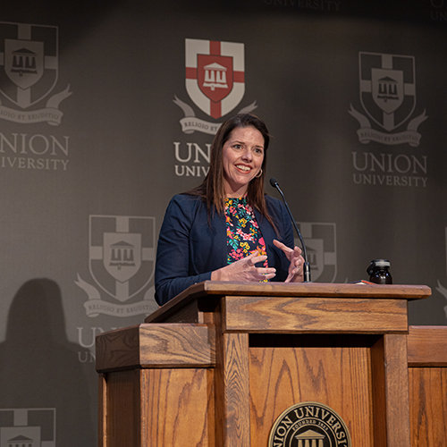Jessica Hooten Wilson, Louise Cowan Scholar in Residence at the University of Dallas classical education and humanities graduate program, spoke at Union University’s annual Scholar-in-Residence Lecture Series.