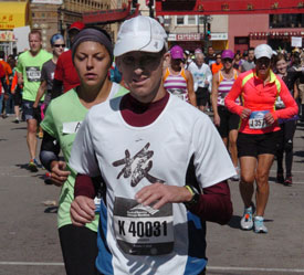 Jay Bernheisel, associate professor of engineering, runs in the Chicago Marathon Oct. 7.