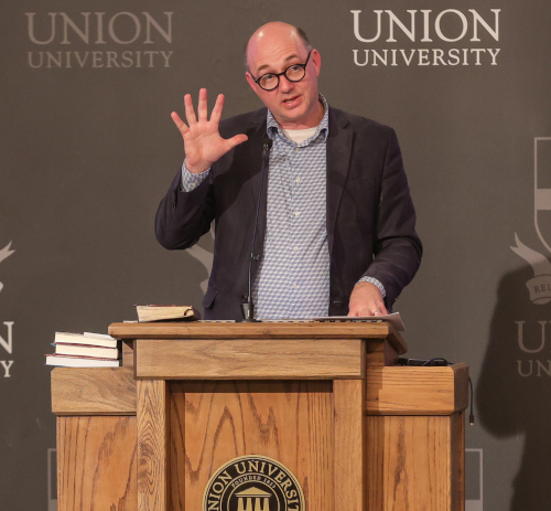 Jonathan Pennington speaks during Union's annual Spring Bible Conference. (Photo by Karley Hathcock)