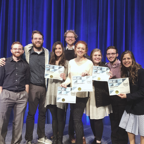 Union University students pose with their awards from the Best of the South competition at the Southeast Journalism Conference.