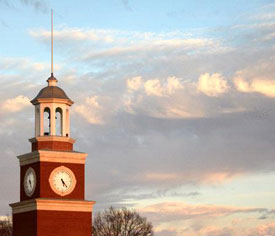 Miller Tower at sunset. (Photo by Ebbie Davis)
