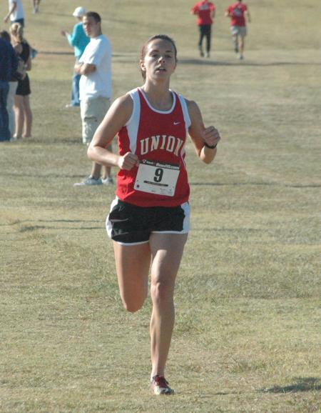 Kayla Hauss finished seventh overall in the Union University Cross Country Invitational. - Photo by Tommy Sadler