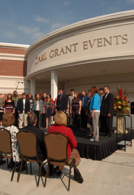 Proclamation sings at the dedication of the Carl Grant Events Center. - Photo by Angela Abbamonte