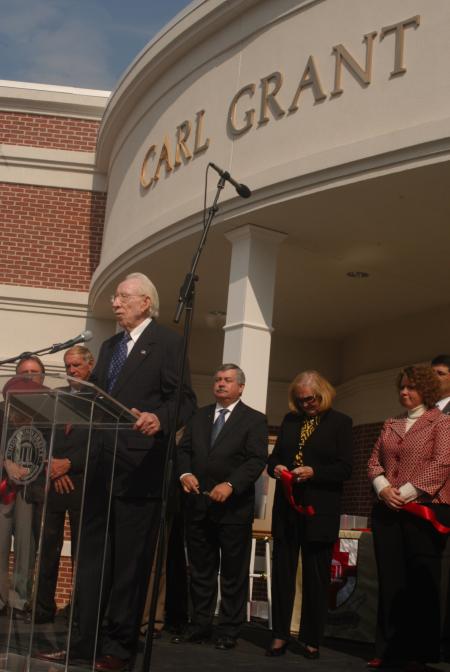Carl Grant speaks at the dedication of the Carl Grant Events Center. - Photo by Angela Abbamonte