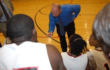 Union head coach Ralph Turner instructs players during a time out. - Photo by Morris Abernathy