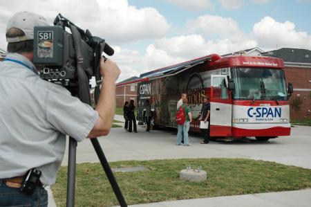 WBBJ came out to catch a few moments of the students at the C-SPAN bus.
 - Photo by Beth Spain