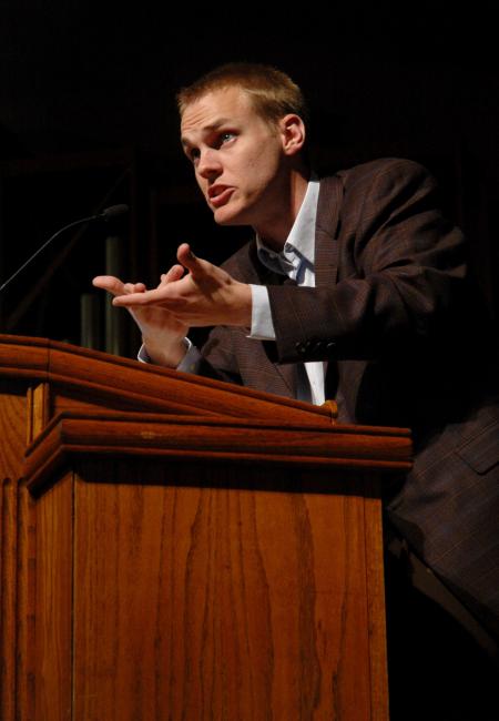 David Platt encourages students to be a stronger community of faith that depends on Christ during a recent chapel service. - Photo by Beth Spain