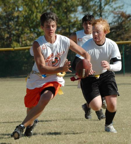 Family Weekend intramural flag football action. - Photo by Beth Spain