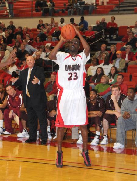 Union junior Greg Truvillion shoots the ball in the Bulldog's Homecoming win over Robert Morris (Ill.) College. - Photo by Morris Abernathy