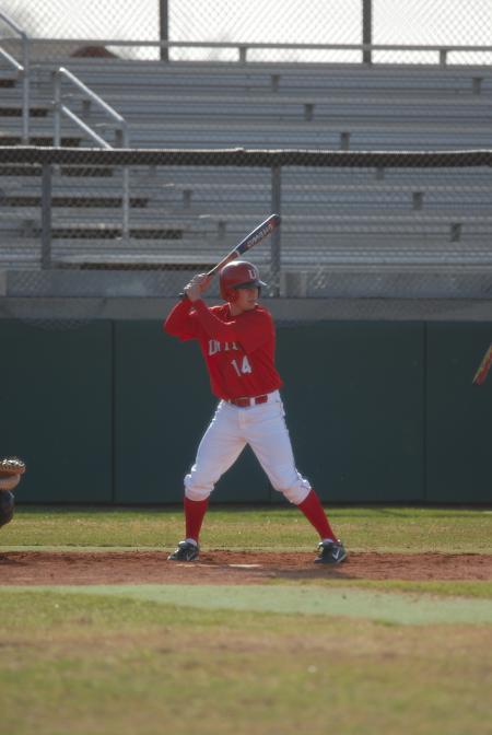 Senior infielder James Brasfield waits for the pitch. - Photo by Morris Abernathy