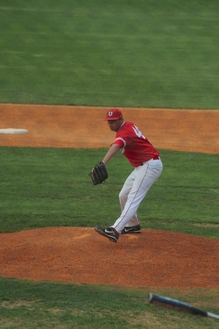 Danny Alberty delivers his pitch to the plate. - Photo by Morris Abernathy