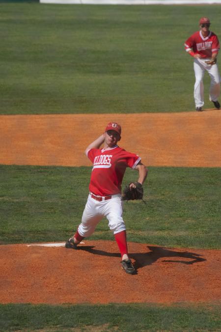 Senior pitcher James Brasfield throws to the plate. - Photo by Morris Abernathy