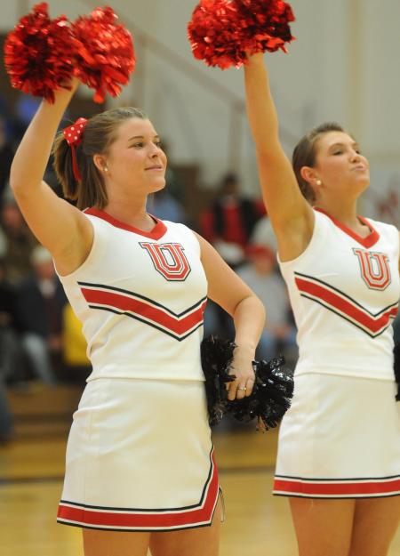 Union cheerleaders encourage the Bulldogs. - Photo by Morris Abernathy