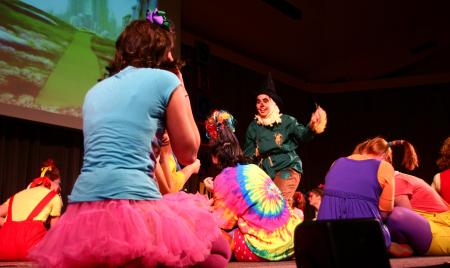 The ladies of Chi Omega perform a very colorful Wizard of Oz themed skit for the 2009 SAC Variety Show. - Photo by Kristi McMurry Woody