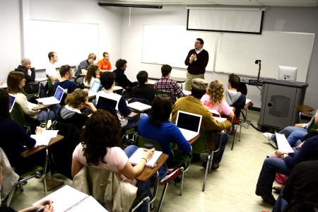 Keith Bates, assistant professor of history, teaches during the Spring 2009 semester. - Photo by Kristi McMurry Woody