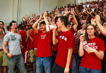 Fans cheer as the Bulldogs win the TranSouth Conference Tournament Finals against Freed-Hardeman. - Photo by Kristi McMurry Woody