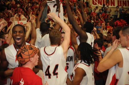 The Bulldogs celebrate their sixth TranSouth Conference Tournament Title with their fans. - Photo by Morris Abernathy
