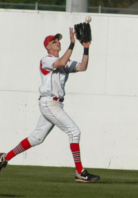 Union centerfielder Corey Rudolph makes a catch during Union's win over Crichton (Tenn.) College. - Photo by Steven Aldridge