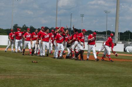 Union teammates congratulate each other after winning the 2009 TranSouth Conference Tournament. - Photo by Steven Aldridge