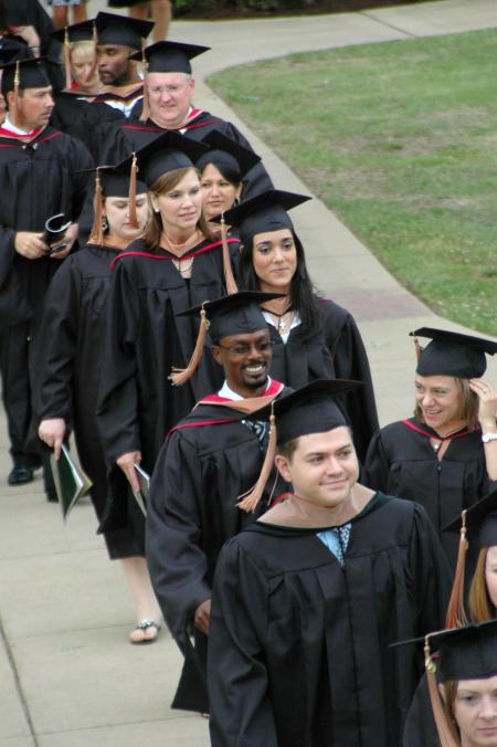The Class of 2009 heads towards the Great Lawn for spring graduation exercises. - Photo by Beth Spain