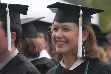 English major Ashley Guinn at Spring Graduation 2003 - Photo by Jim Veneman