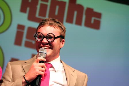 One of the hosts of the SAC game show explains how the game show will work. This annual game show is a way for freshmen to win prizes and have fun. - Photo by Kristi McMurry Woody