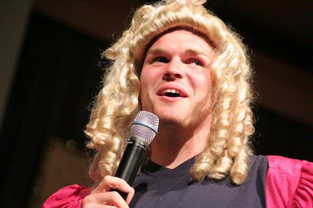 Once of the hosts of the SAC game show dresses up to make the game much more interesting. This annual game show is a way for freshmen to win prizes and have fun. - Photo by Kristi McMurry Woody