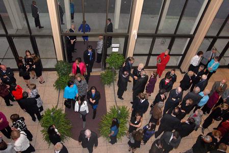Guests of the 2009 Scholarship Banquet file into the Civic Center where they anxiously await an address by Former U.S. Secretary of State Condoleezza Rice. - Photo by Kristi McMurry Woody