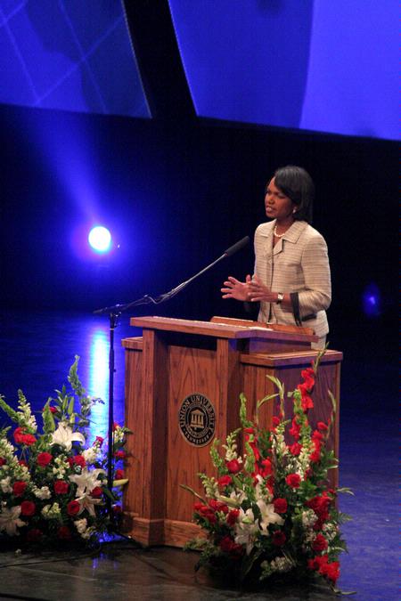 Condoleezza Rice, who served as secretary of state for President George W. Bush, was the keynote speaker for Union’s 12th annual Scholarship Banquet at the Carl Perkins Civic Center. - Photo by Kristi McMurry Woody