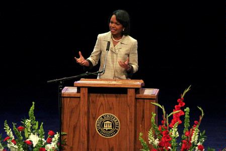 Condoleezza Rice, who served as secretary of state for President George W. Bush, was the keynote speaker for Union’s 12th annual Scholarship Banquet at the Carl Perkins Civic Center. - Photo by Kristi McMurry Woody