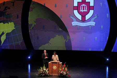 Former Secretary of State Condoleezza Rice answers questions from the audience during the 2009 Scholarship Banquet. - Photo by Kristi McMurry Woody