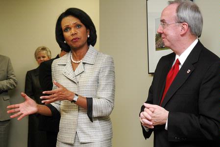 Former Secretary of State Condoleezza Rice answers questions from students and faculty before the 2009 Scholarship Banquet. - Photo by Beth Spain