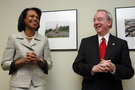 Former U.S. Secretary of State Condoleezza Rice laughs with students and faculty before the 2009 Scholarship Banquet. - Photo by Beth Spain