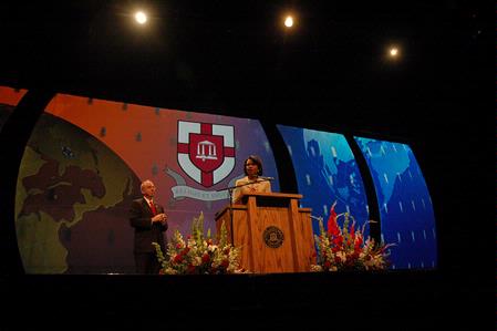 Former Secretary of State Condoleezza Rice answers questions from the audience during the 2009 Scholarship Banquet. - Photo by Beth Spain