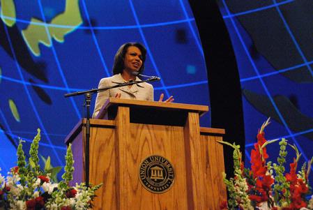 Condoleezza Rice, who served as secretary of state for President George W. Bush, was the keynote speaker for Union’s 12th annual Scholarship Banquet at the Carl Perkins Civic Center. - Photo by Abby Ott