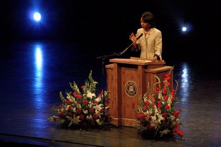 Condoleezza Rice, who served as secretary of state for President George W. Bush, was the keynote speaker for Union’s 12th annual Scholarship Banquet at the Carl Perkins Civic Center. - Photo by Megan Bailey
