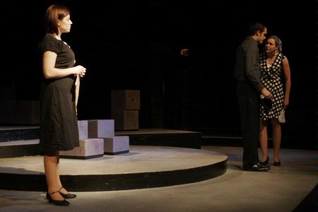 Jill Casey, Jonathan Skagfield, and Caitlin Riggs perform in The Trip to Bountiful. - Photo by Kyle Kurlick