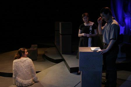 Catherine Schulz, Jill Casey and Ian Miller perform in The Trip to Bountiful, a production by the Union Players. - Photo by Kyle Kurlick