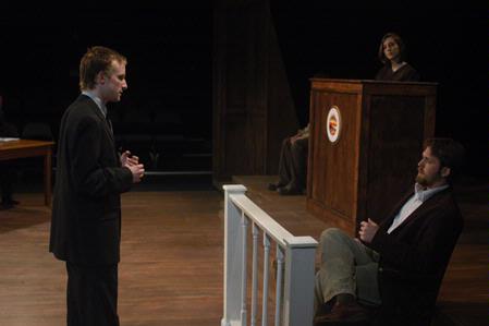 Kip Arrowood, Nick McFerron, and Sara Chinery perform in Reap the Whirlwind. - Photo by Angela Abbamonte