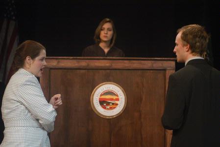 Margaret Broersma, Sara Chinery, and Kip Arrowood perform in Reap the Whirlwind. - Photo by Angela Abbamonte