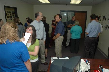 Welcoming of the Missionary in Residence in the Campus Ministries offices.  - Photo by Kristi McMurry Woody