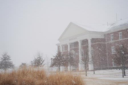 White Hall is covered with snow on January 29th, the first snow of 2010. - Photo by Morris Abernathy