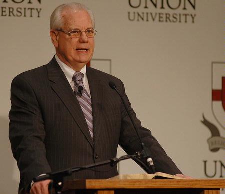Retiring International Mission Board president, Jerry Rankin, speaks during the West Tennessee Pastors Conference held at Union University. - Photo by Jordan Buie