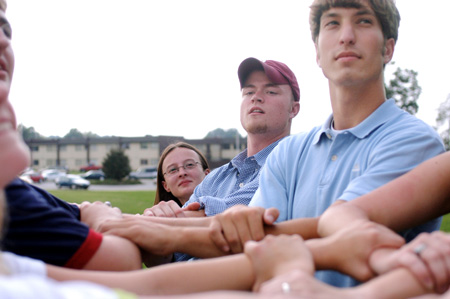 A FOCUS group readies itself to demonstrate trust during FOCUS 2003. - Photo by Kristen Nicole Sayres