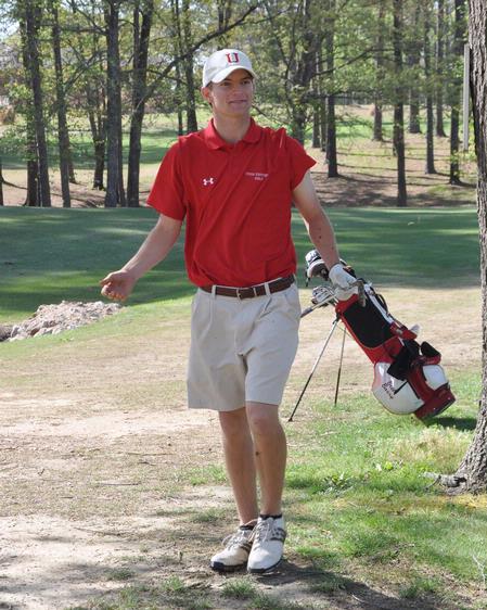 Brett Barry reacts to knocking the ball on the green from out of the rough at Pickwick Landing. - Photo by Steven Aldridge