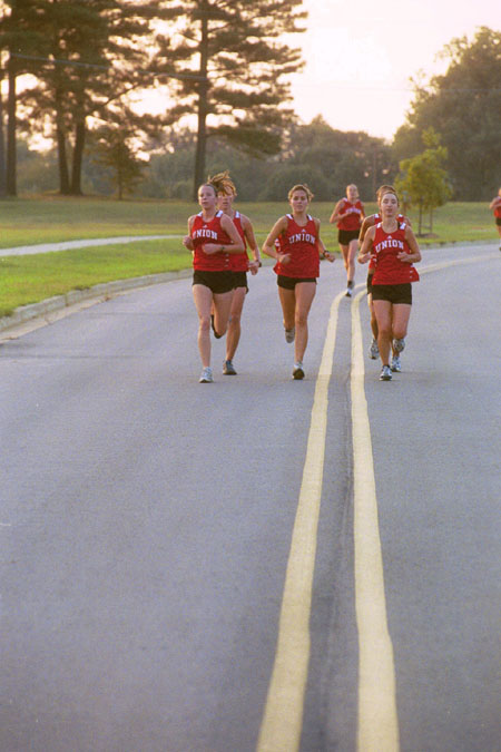 Union women's cross country team during practice. - Photo by Jim Veneman