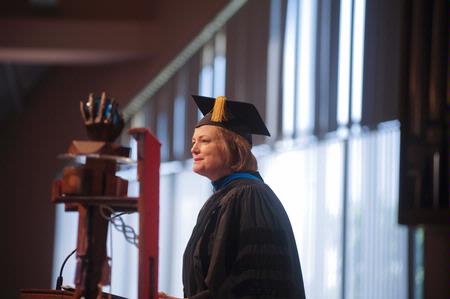 Dr. Carla Sanderson, provost and vice president for academic administration, recognizes students for Awards Day.  - Photo by Morris Abernathy