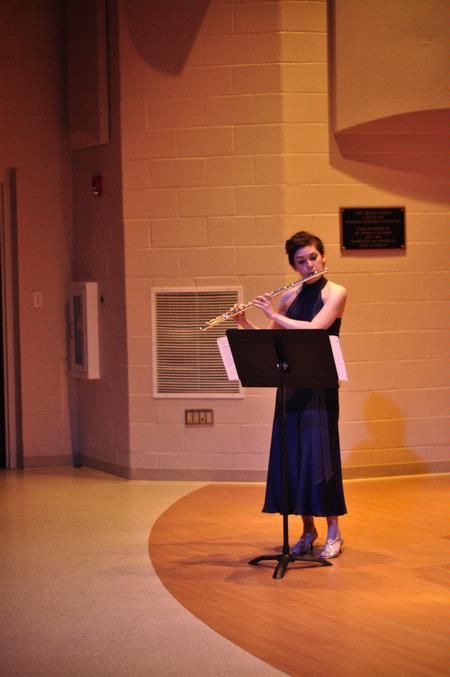 Crystal Walker, junior music major, plays flute for her junior recital. - Photo by Ryan Oetting