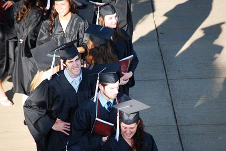 Michael Grubb, graduating English major, looks during the processional to the 2010 graduation ceremonies.  - Photo by Abigail Harris