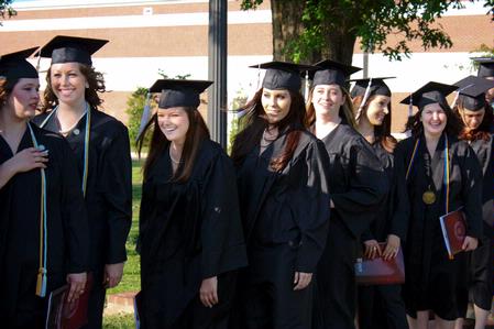 Graduates line up before they go to their seats for the spring 2010 graduation ceremony. 
 - Photo by Ebbie Davis